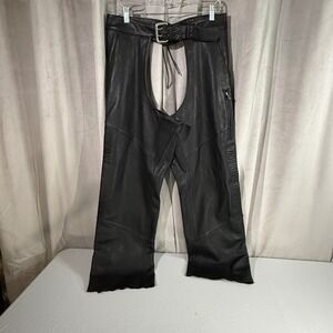 Harley-Davidson Leather Motorcycle Chaps XL Black Genuine Leather Zip Leg